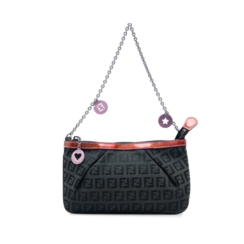 Pre-Loved Fendi Zucchino Canvas Chain Pochette